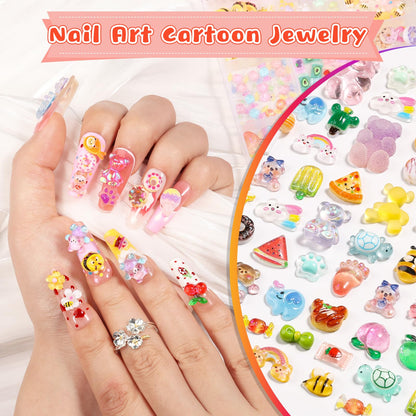 Close up of Kikonoke gummy bear and fruit nail charms