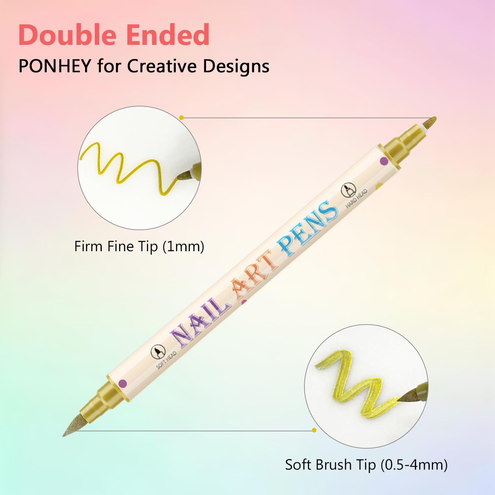 Close up of Ponhey 3D nail polish pens showing fine tips