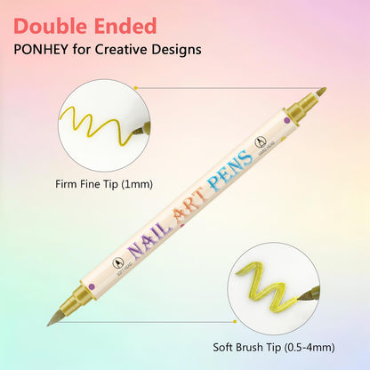 Close up of Ponhey 3D nail polish pens showing fine tips