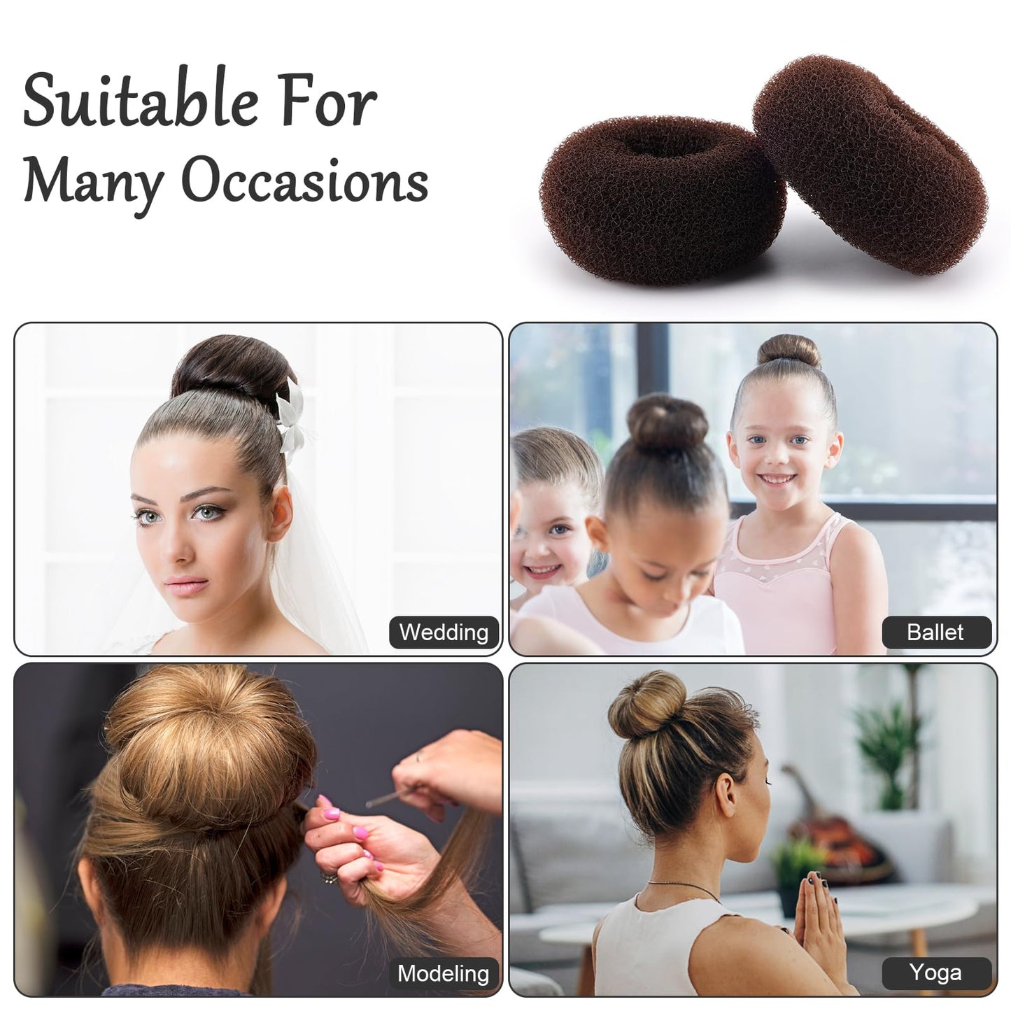 Side view illustration of the voluminous hair bun shaper kit for long hair styling.