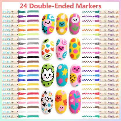 Ponhey nail art markers set arranged for display
