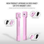 Vayve Wegodal magnetic wand displayed alongside sample nail tips with 3D cat-eye designs.