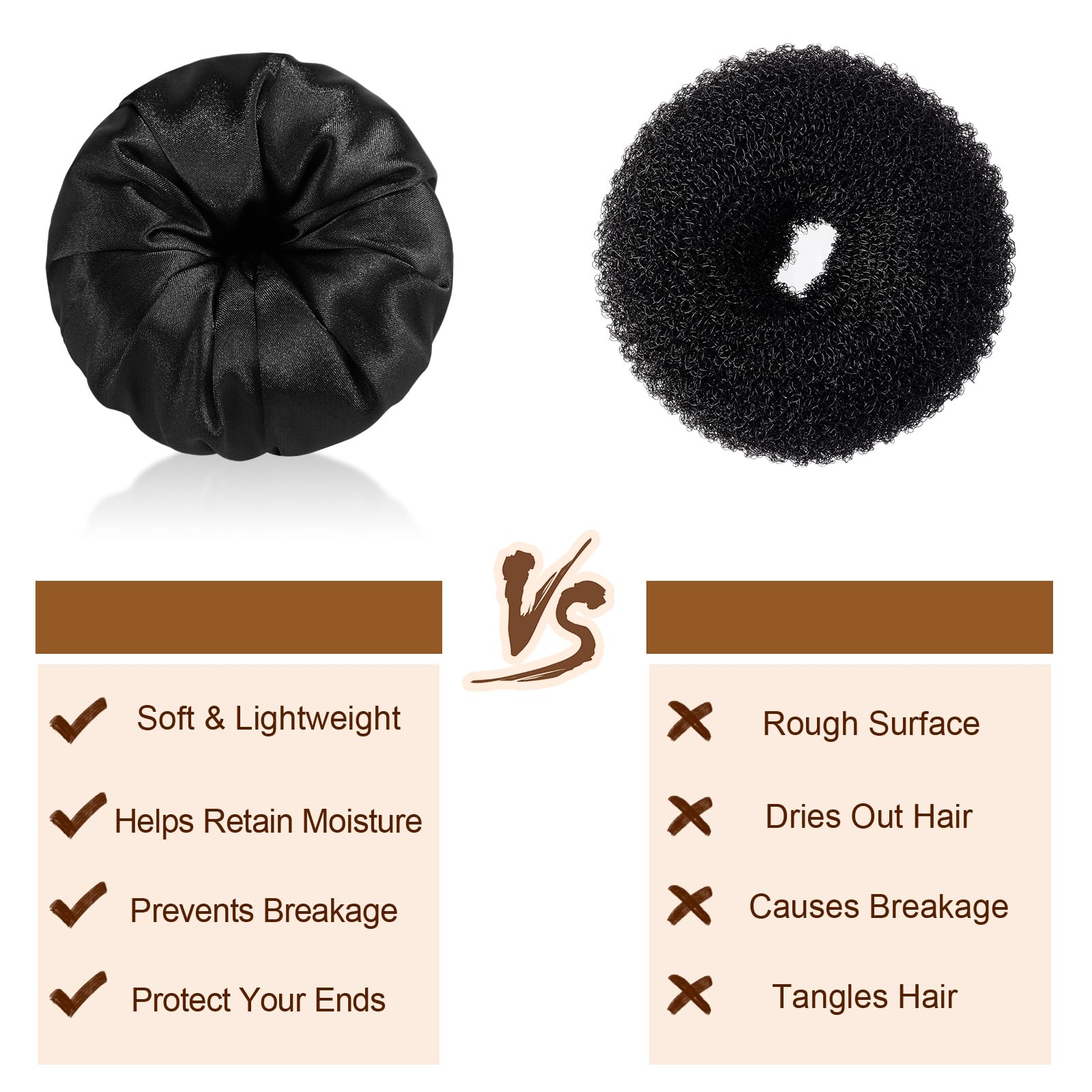 Four piece set of black medium hair donuts for women looking for protective styling.