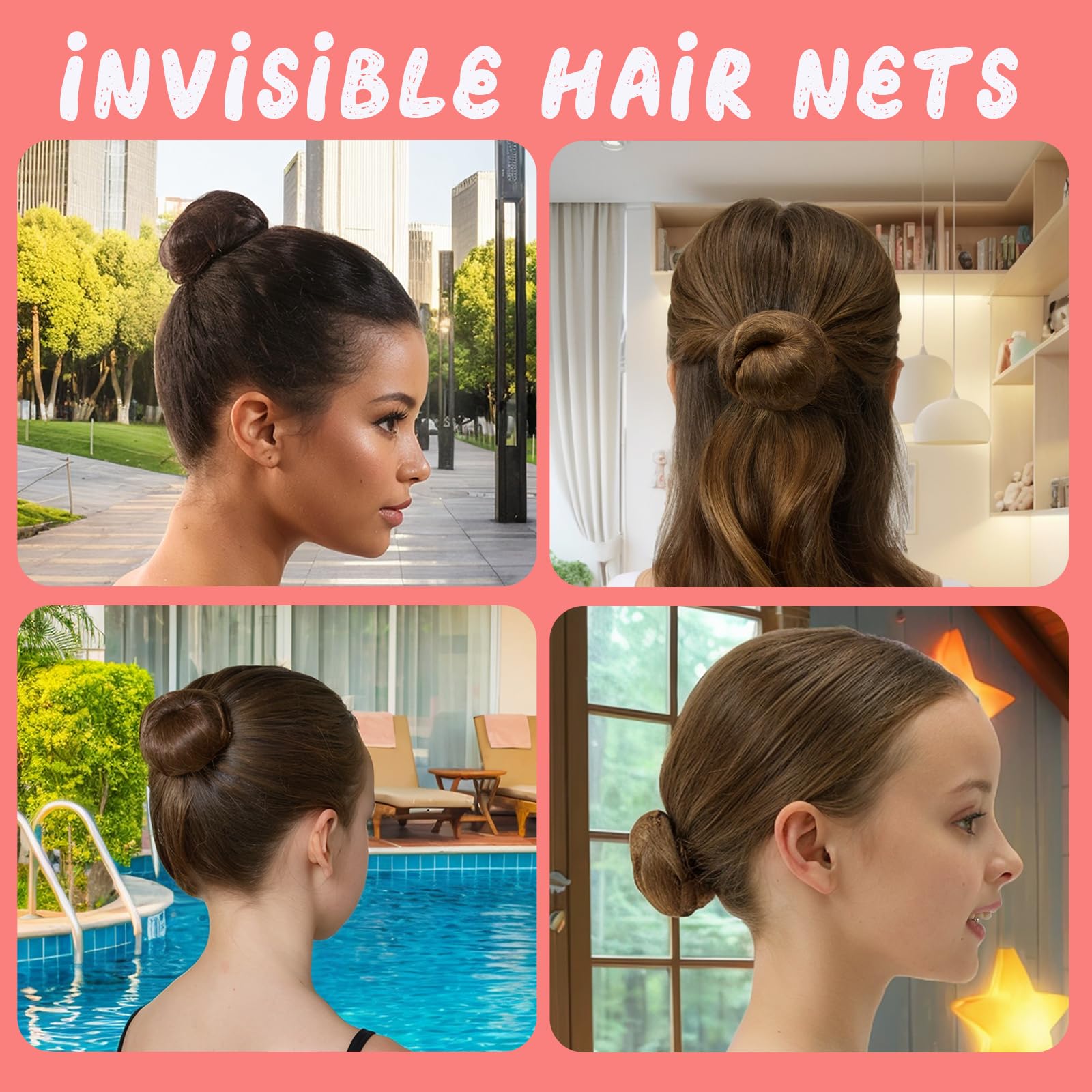 Ten hair nets for ballet buns 30 cm size