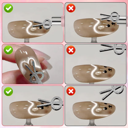 Top view of cat eye magnet set components