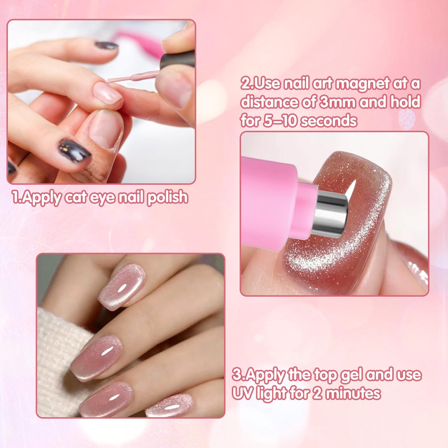 Professional nail art created with Bluedeal magnet kit