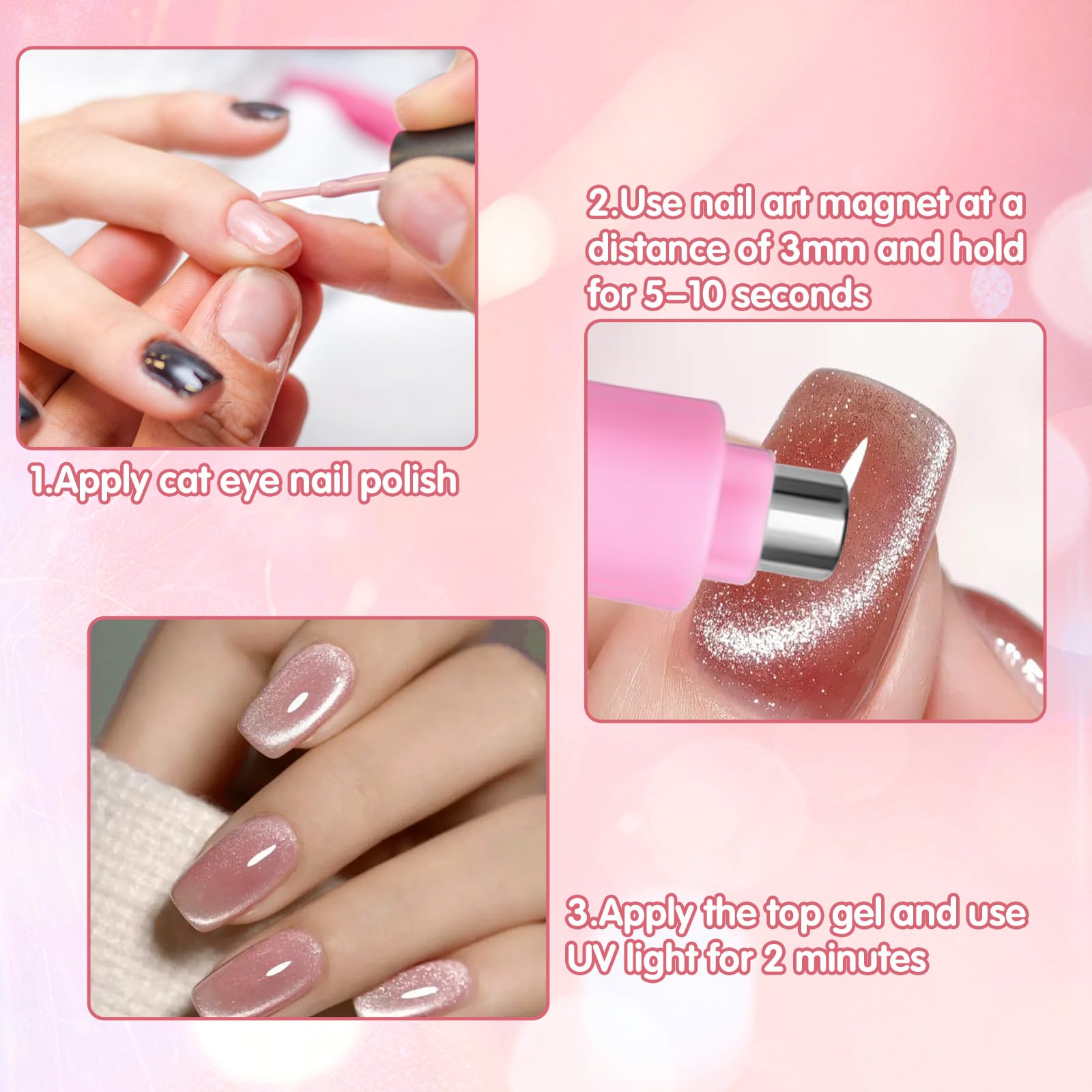 Professional nail art created with Bluedeal magnet kit