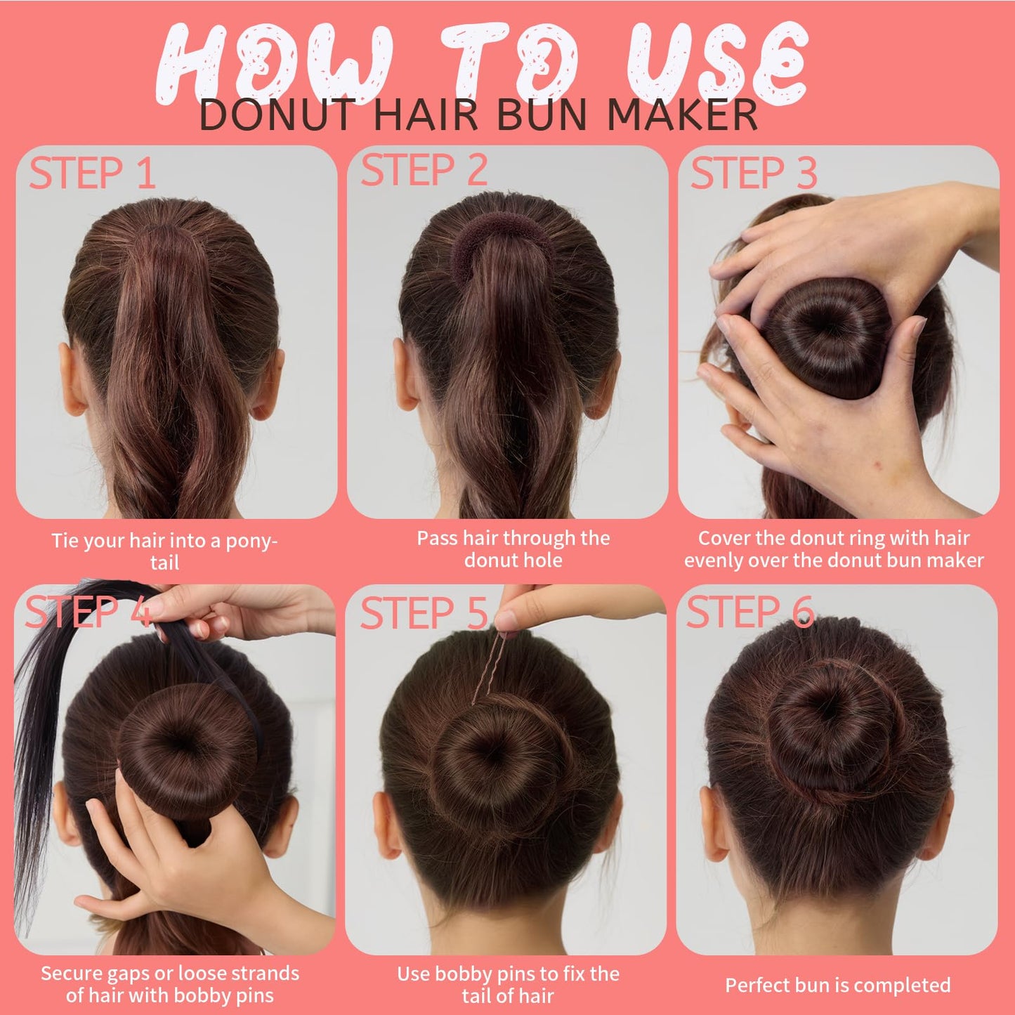 Application of foam bun maker on young girl hair