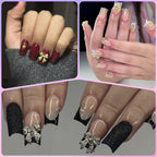 Assorted ribbon style bow nail decorations on display