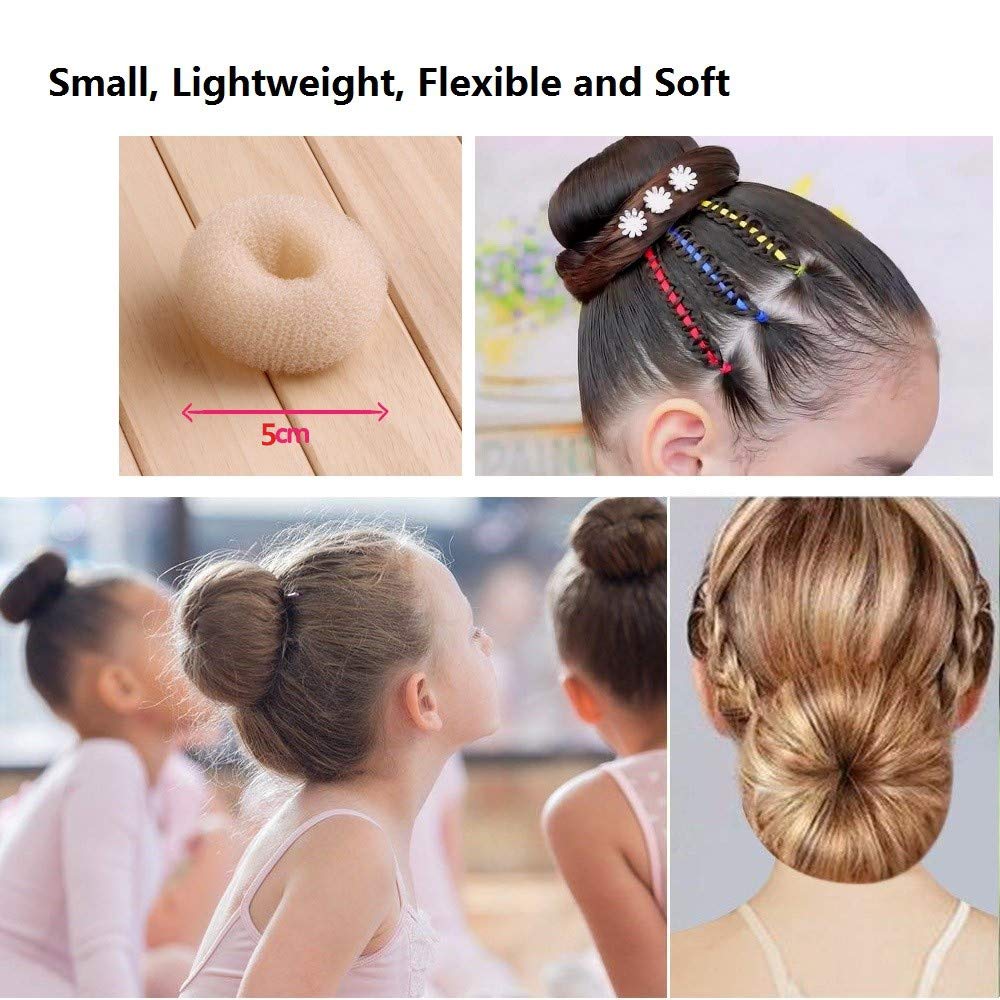 Extra small two inch beige hair bun maker rings for short thin hair styling