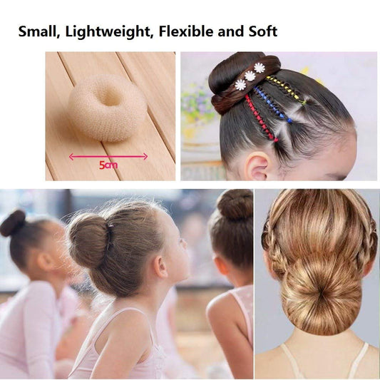 Extra small two inch beige hair bun maker rings for short thin hair styling