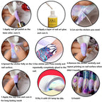 Finished holographic nail art design applied on model fingers.