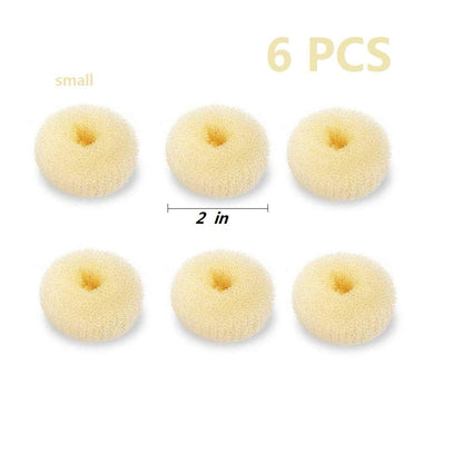Premium imported lightweight hair donut set showing compact diameter measurements