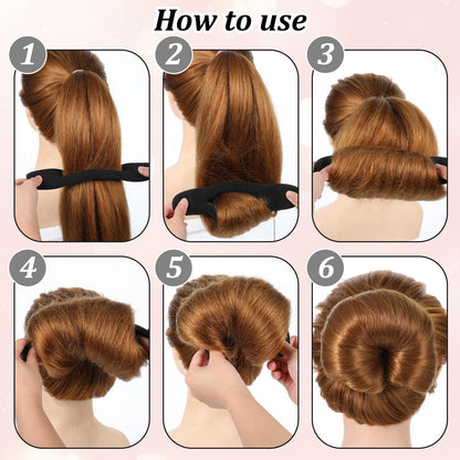 Sponge hair donut shaper used on long straight hair