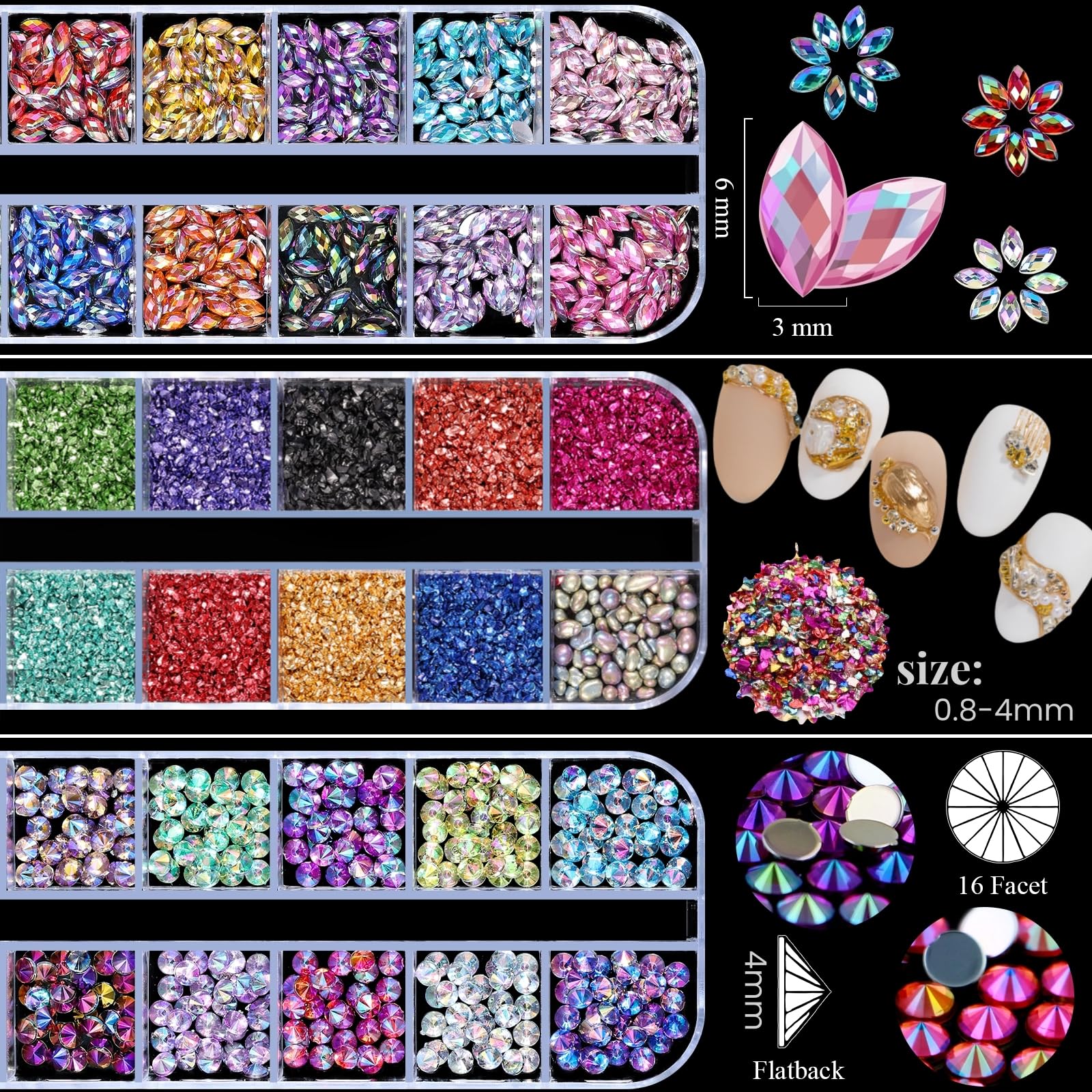 Ergonomic wax pen rhinestone picker picking up a small colorful flatback gem from the storage container.