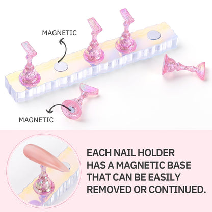 Etercycle magnetic fake nail holder for press on nails with chess shaped tips.