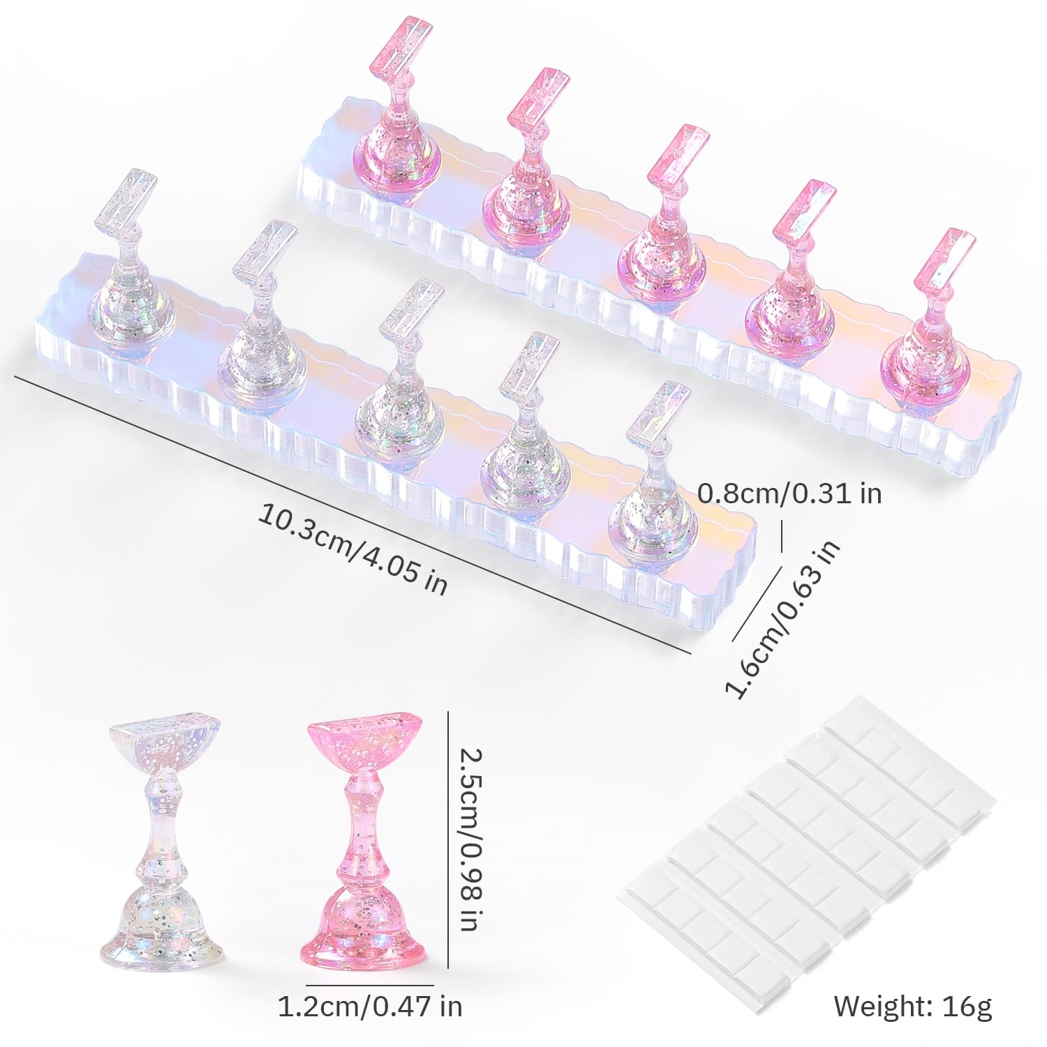 Etercycle aurora pink nail display stand showing detachable magnetic mechanism.