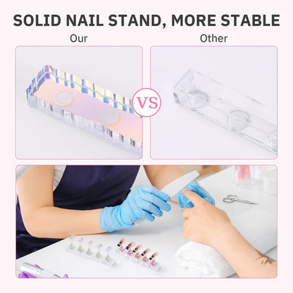 Etercycle holographic pink magnetic manicure stand showing top down angle.