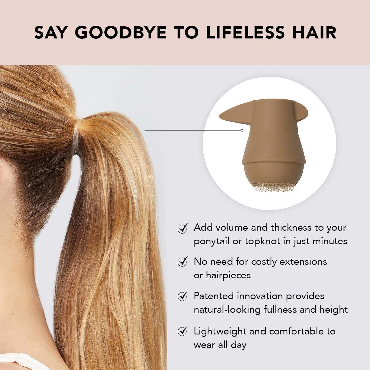 Kitsch Hair Volumizer Tool packaged with three no-snag elastics