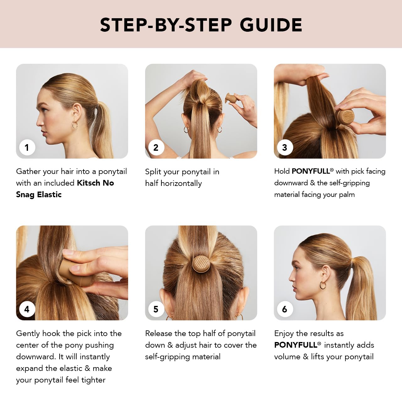 Side profile of Kitsch Ponyfull Blonde tool for thin hair lifting