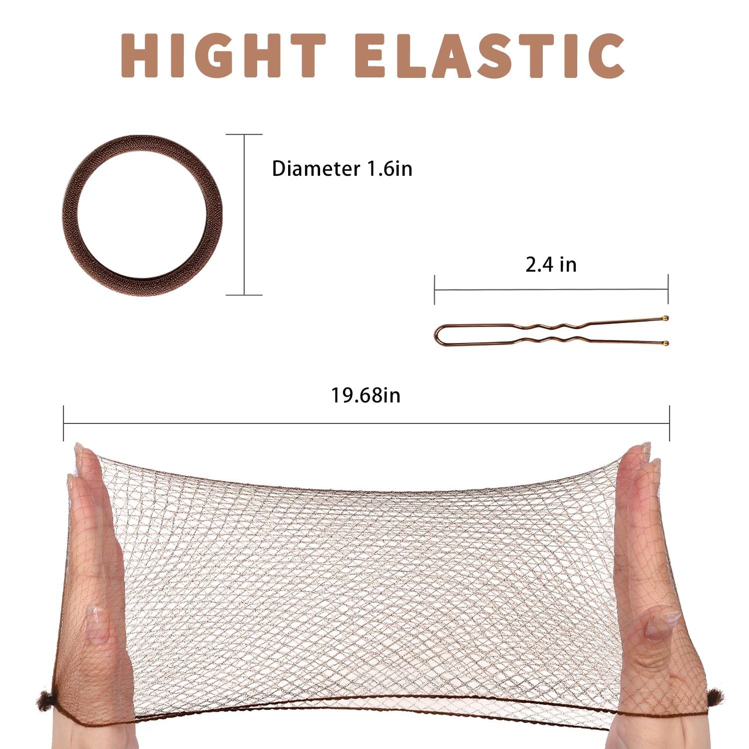 TsMADDTs invisible ballet hair net stretched out to demonstrate sixty five piece elastic edge capability