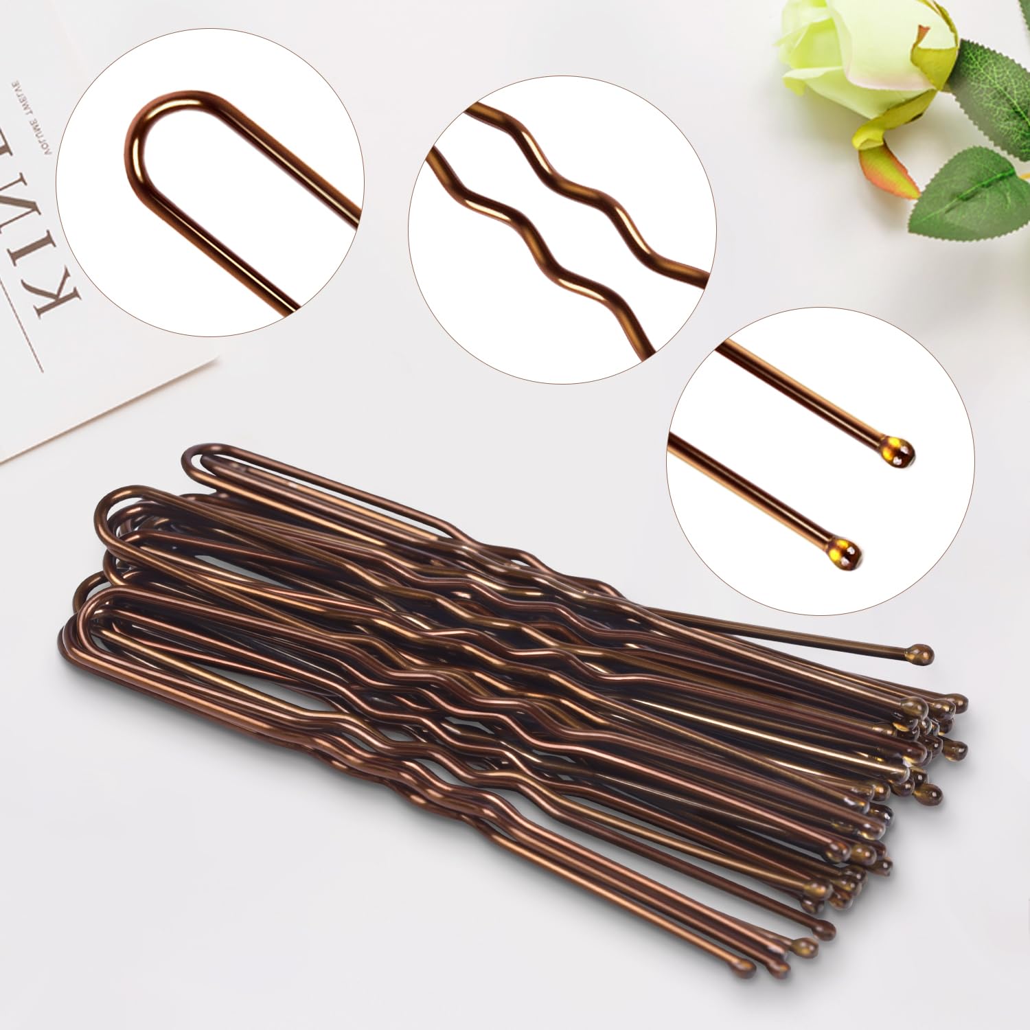 TsMADDTs brown hair elastic bands and netting material laid out flat for product inventory