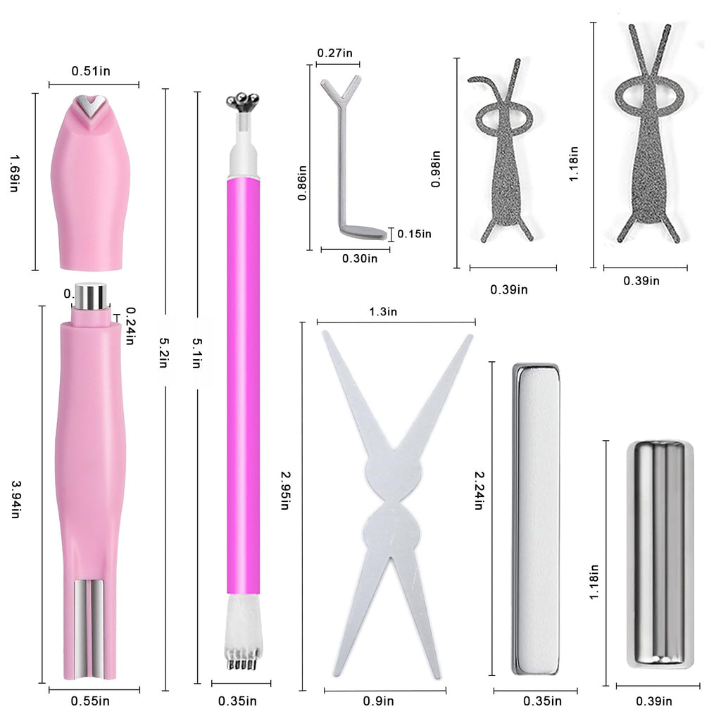 Close-up view of the pink multi-functional 6-in-1 magnetic pen tool