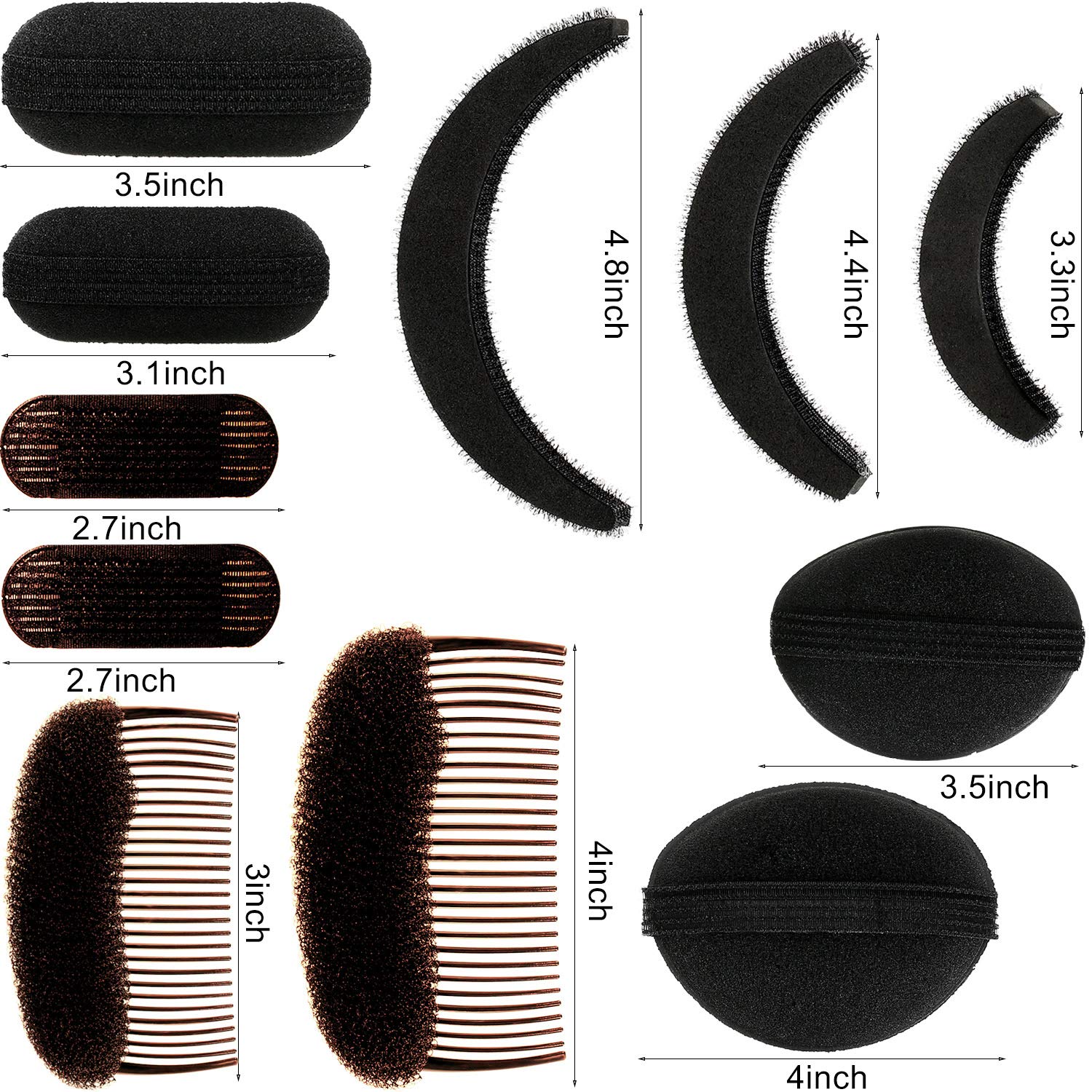 Lightweight volume hair bases with integrated combs for secure root placement.