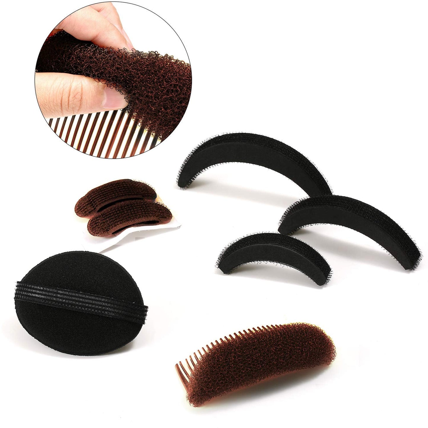 Different shapes of hair volumizing accessories designed for invisible everyday lift.