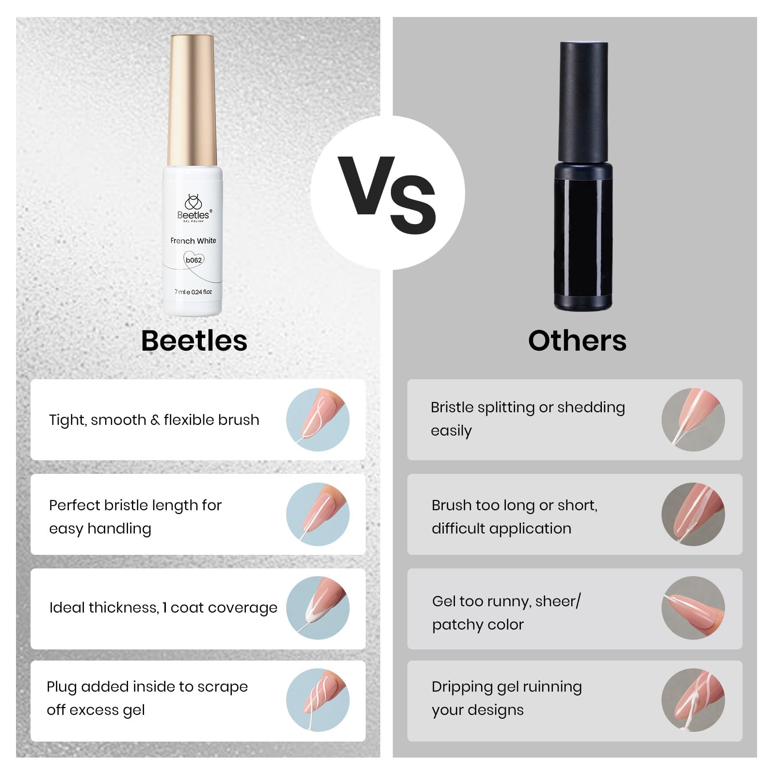 Beetles nail art liner packaging showing certified safety and ingredients information