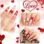 DIY Valentine theme nail art accessories red pink heart slices