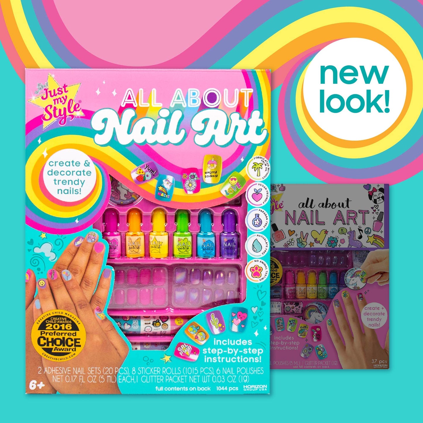 Back of packaging for Just My Style All About Nail Art detailing safety information and ingredients.