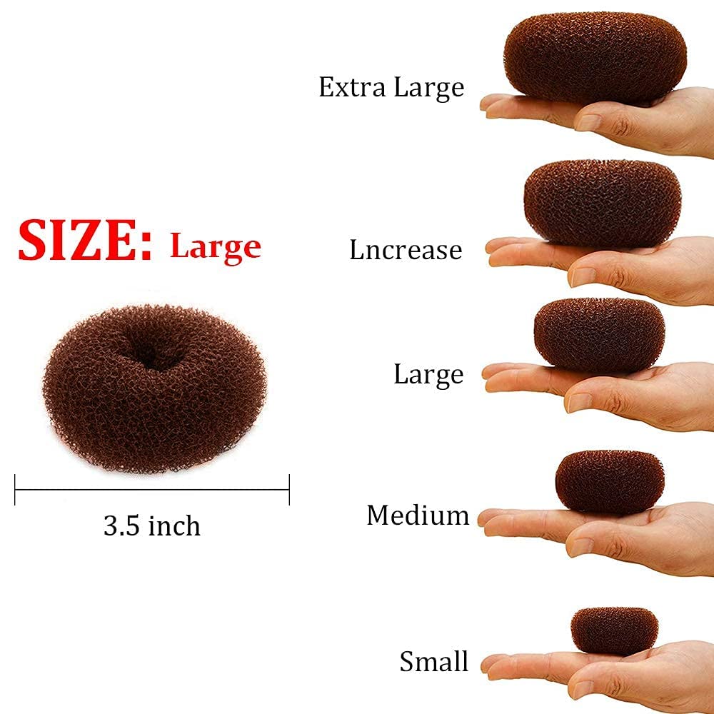 Brown chignon doughnut shaper three point five inch size for thick hair volume