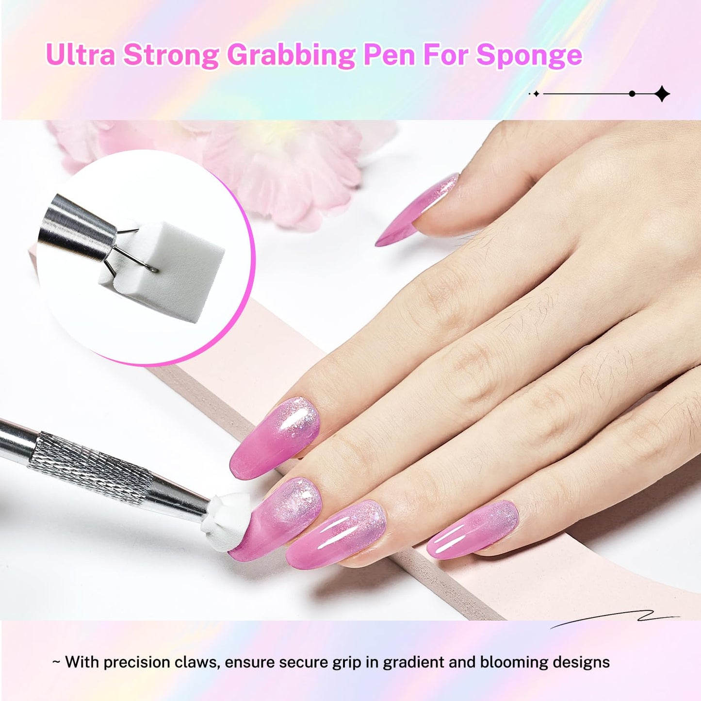 Professional nail art kit including sponge set and metal tool