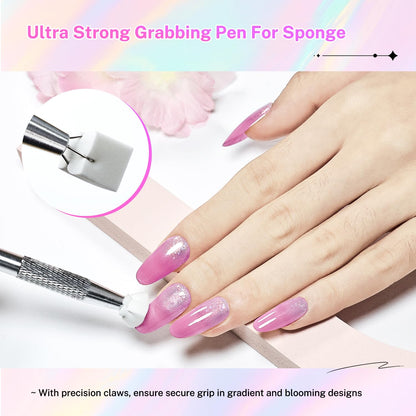 Professional nail art kit including sponge set and metal tool