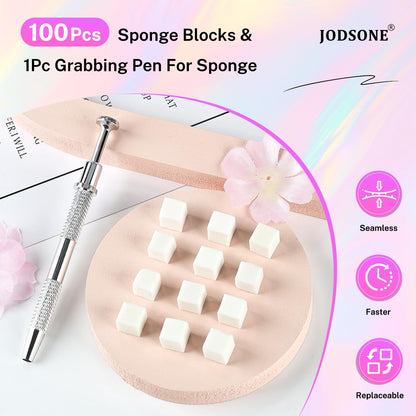 Top view of Jodsone nail art sponge set in transparent storage