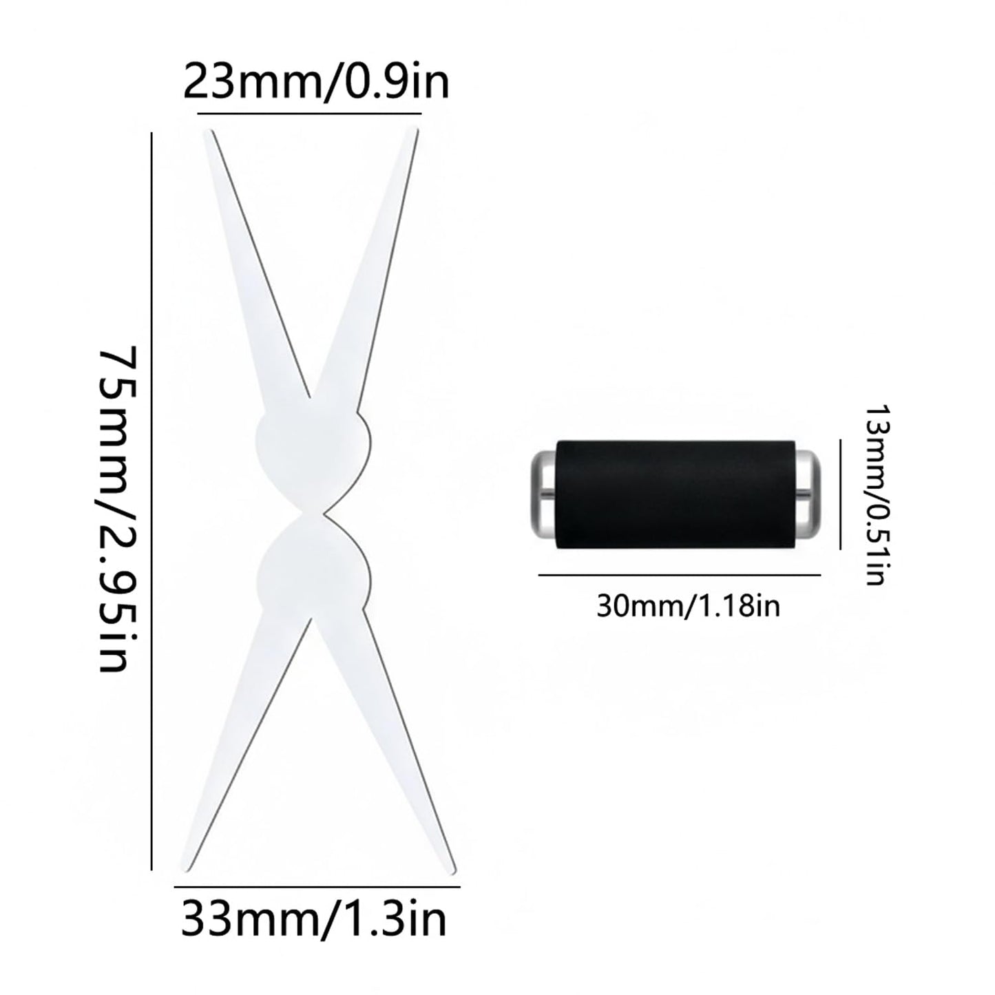 Magnetic nail art wand showing two different heads