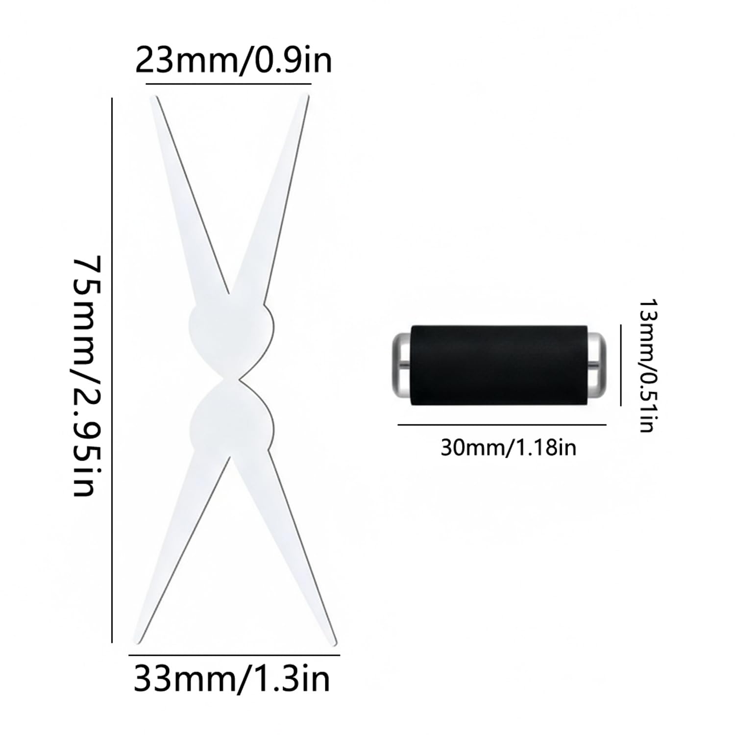 Magnetic nail art wand showing two different heads