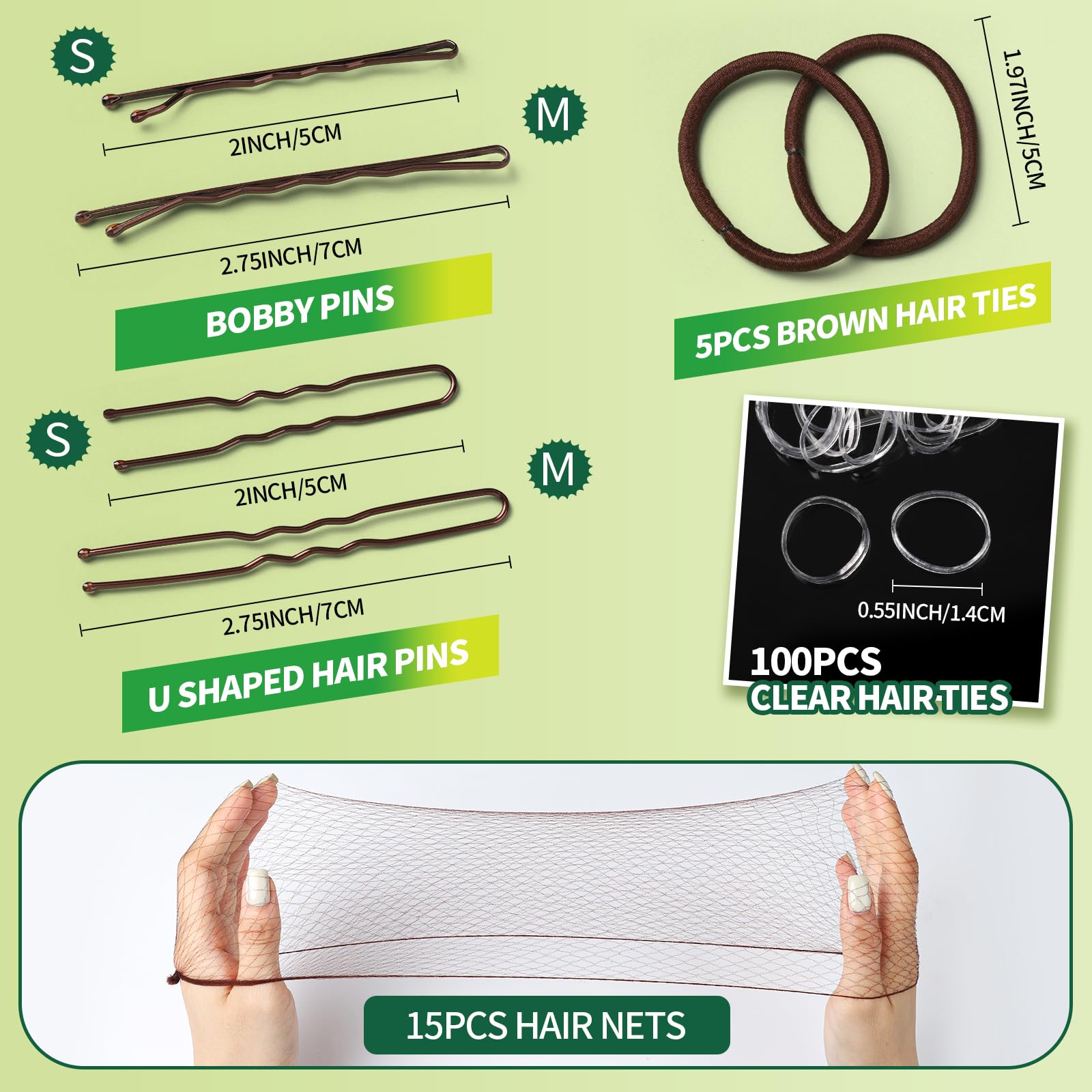 Close up of U-shaped pins and bobby pins from YGDZ kit