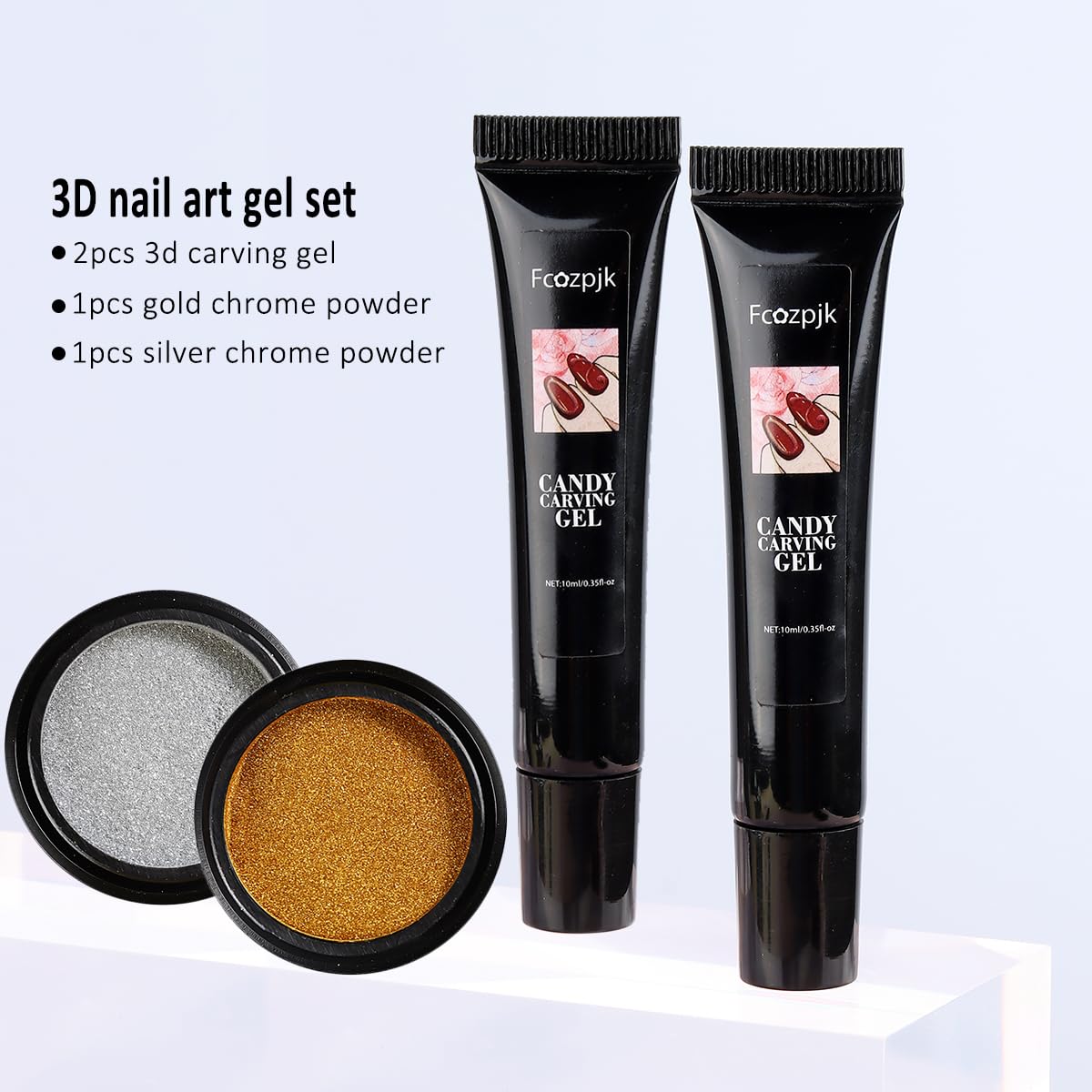 Fcozpjk clear sculpting gel tubes and chrome powder set