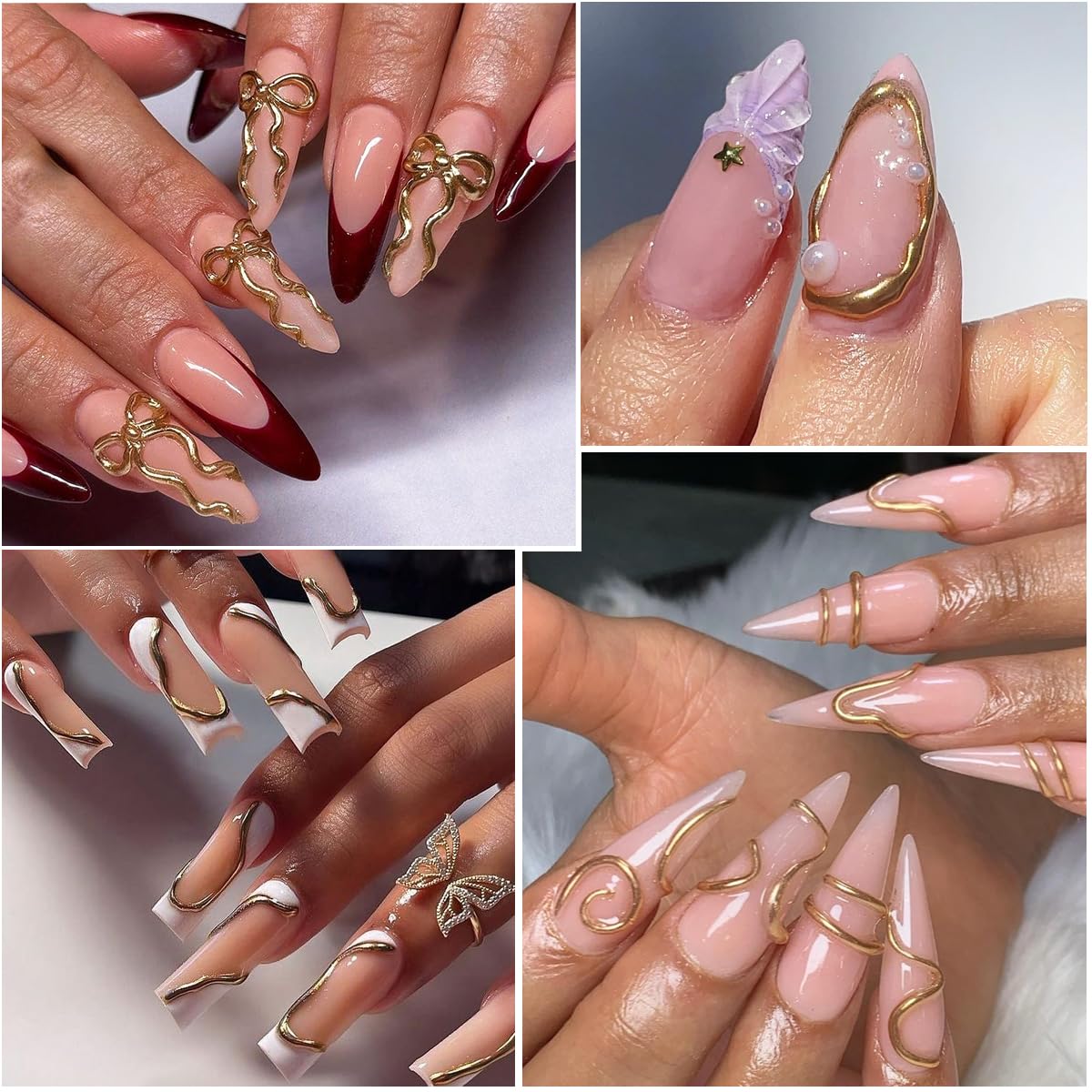 Fcozpjk nail sculpting gel kit with gold and silver powder