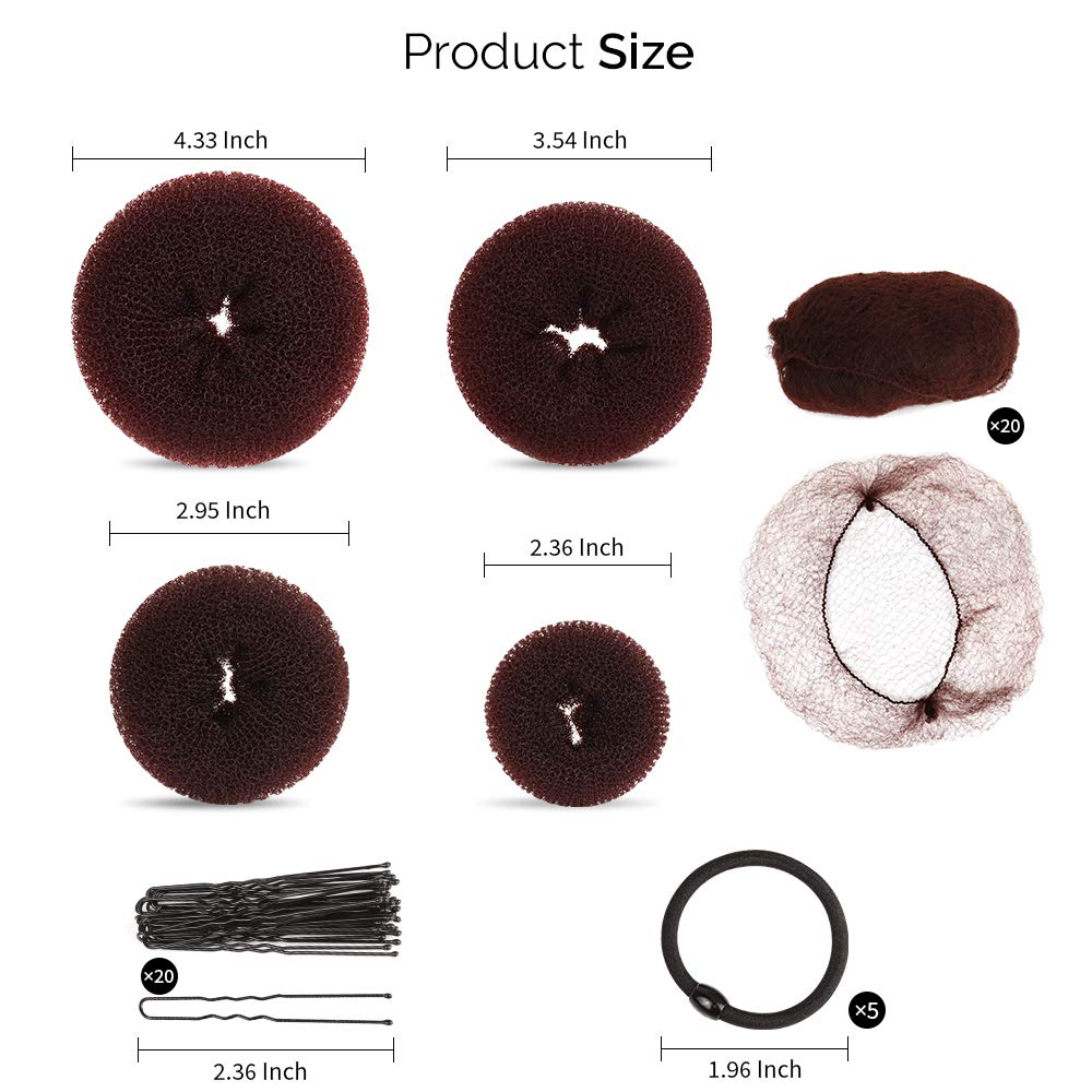 FANDAMEI hair donut bun makers in four versatile sizes for different hair volumes.