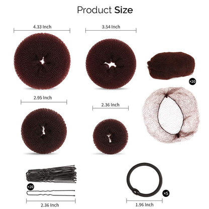 FANDAMEI hair donut bun makers in four versatile sizes for different hair volumes.