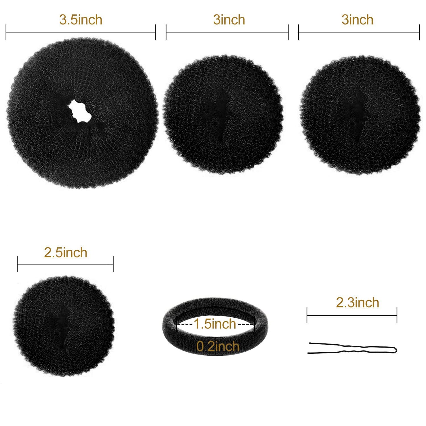 YaFex brown mesh hair donut ring shaper set for creating ballet sock buns