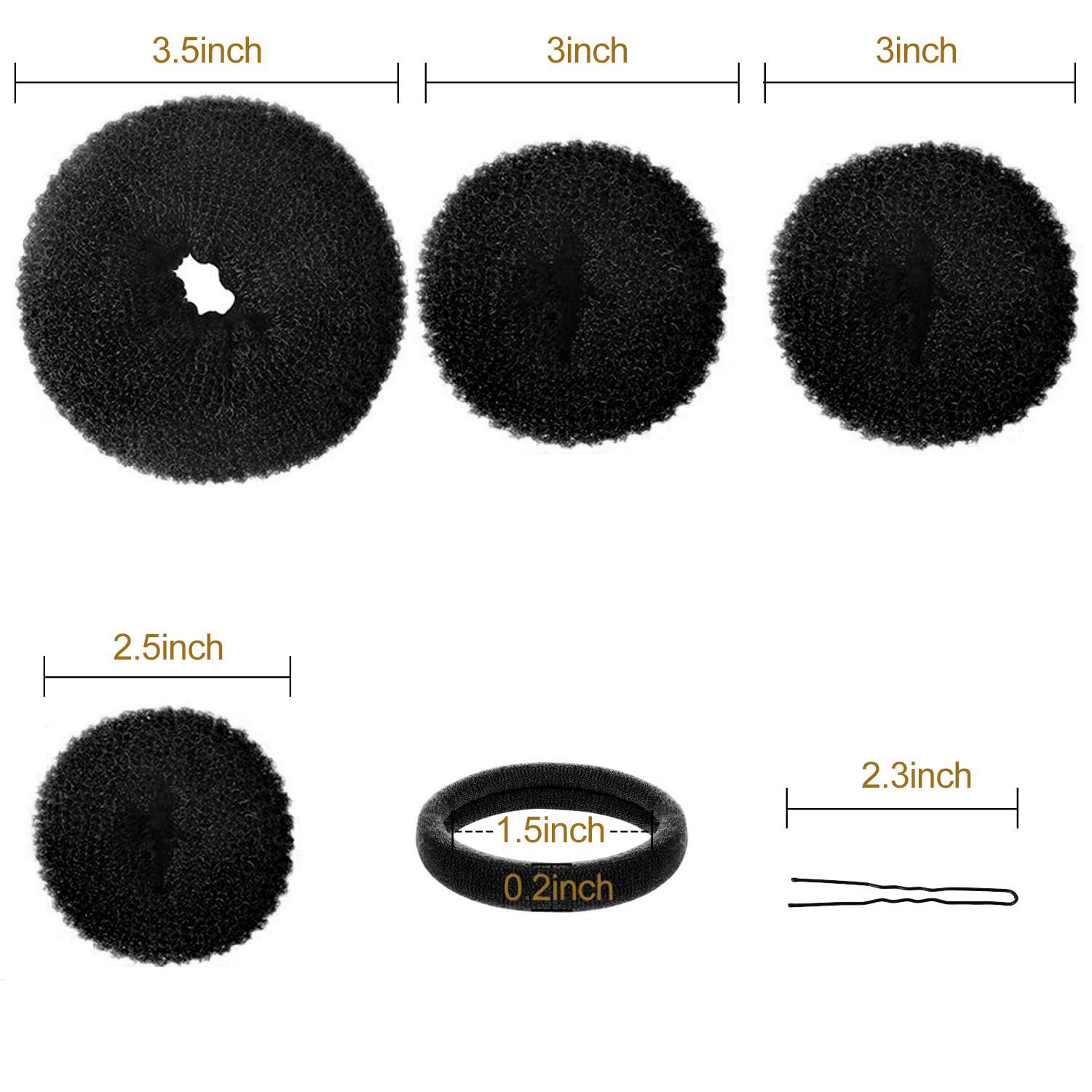 YaFex brown mesh hair donut ring shaper set for creating ballet sock buns