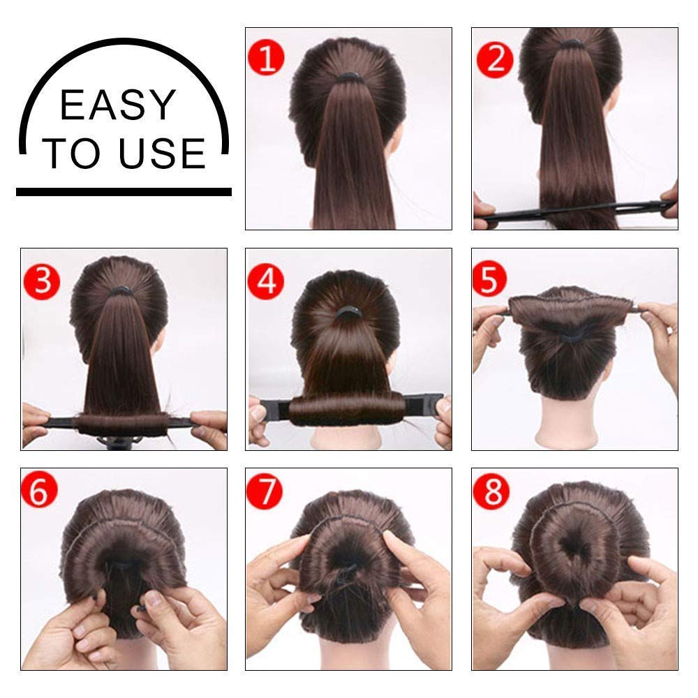 Demonstration of iFlyMars foam sponge bun shaper creating a voluminous ballet bun hairstyle