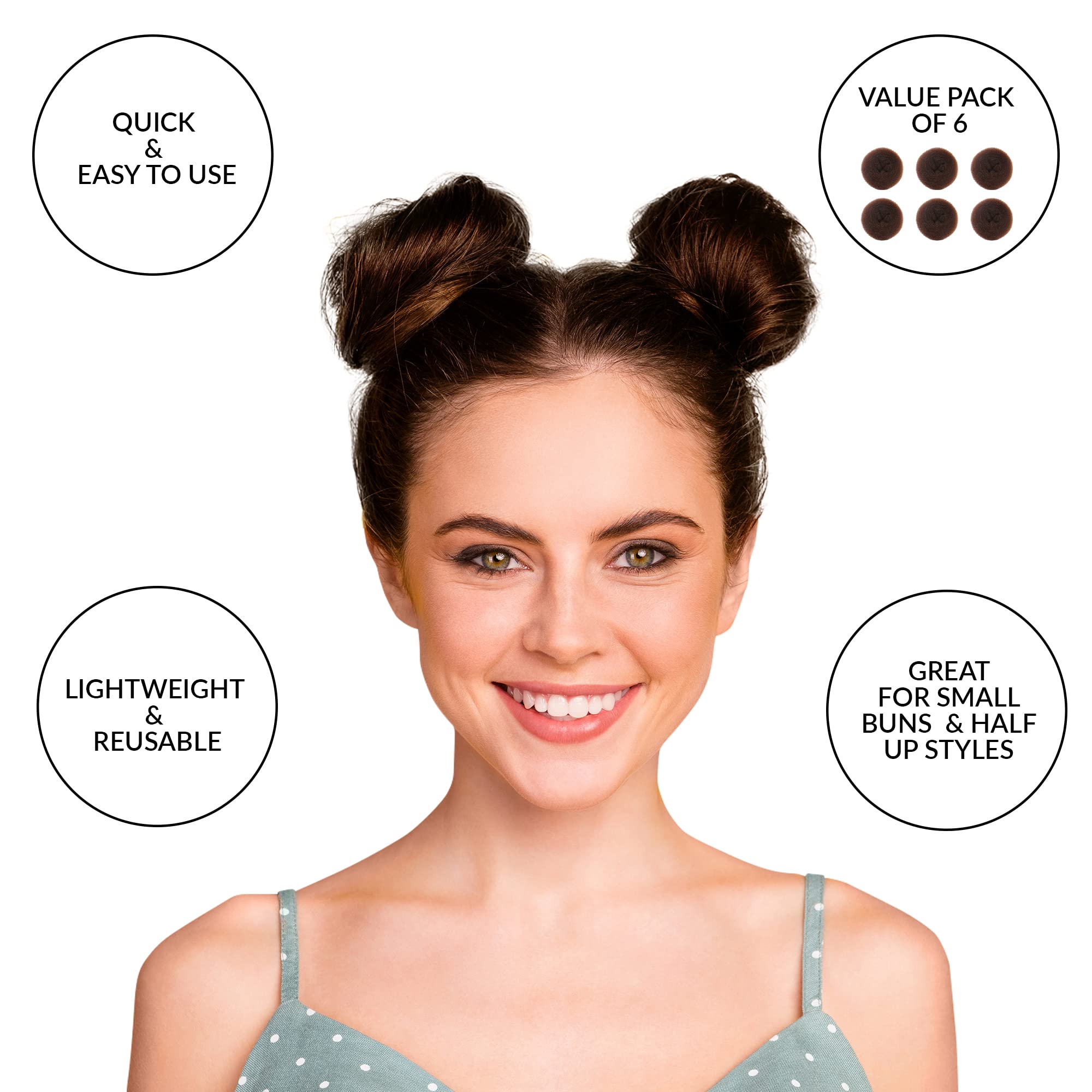 Two inch mini hair donut shaper for kids ballet buns shown from a side angle