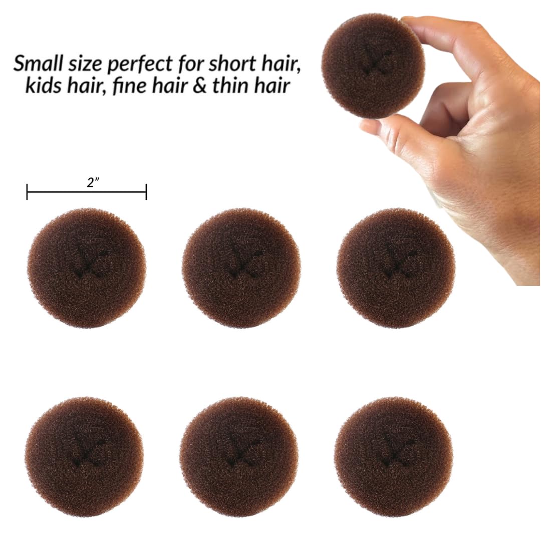 Brown nylon mesh chignon maker ring showing the highly flexible and stretchable texture
