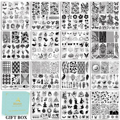 Biutee professional nail art kit displaying intricate lace flower butterfly and star design templates