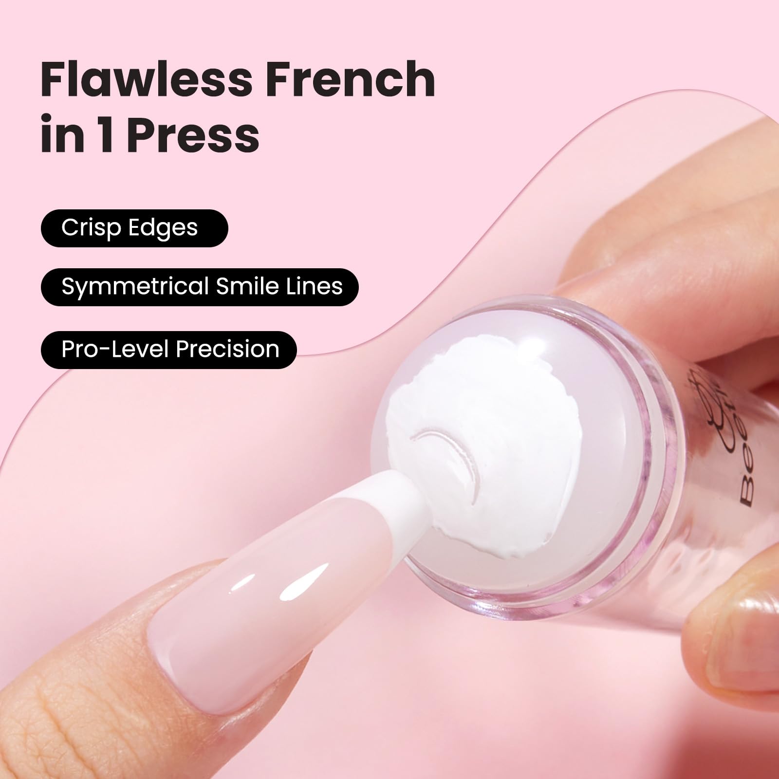 Close up view of the soft silicone nail art printing tool detailing the flexible curvature mapping.